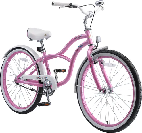 BIKESTAR Kinder Fahrrad 24 Zoll Cruiser | Pink-Rosa für 9 Jahre