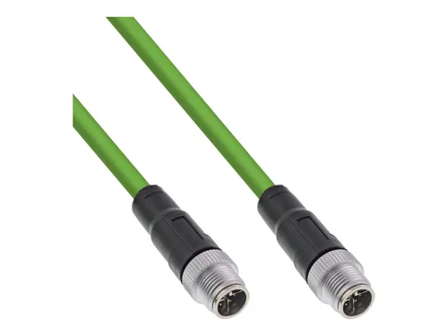 InLine® Industrie Netzwerkkabel M12 8-pin X-kodiert Cat.6A PUR 7,5m - Hochwertiges Netzwerkkabel für industrielle Anwendungen, IP67 wasserdicht, extrem robust und ideal für Automatisierung mit 10 Gbit/s Datenraten.