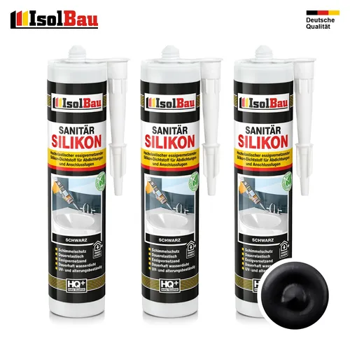 Sanitär Silikon Schwarz 3 x 300 ml Dusche Abdichten Kleben Bad Dichtstoff Küche