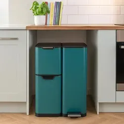 HTI-Living Mülleimer Edelstahl 60 Liter mit 3 Behältern in blau von HTI-Line