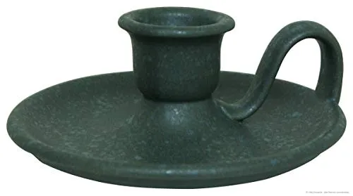 Bunzlauer Keramik Kerzenständer - Retro Chamberstick Kerzenhalter Ø14,5x5,5cm - Kerzenständer im traditionellen Chamberstick-Design, handgefertigt aus robuster Keramik. Ideal für Stabkerzen, sorgt für sicheren Stand und schützt Oberflächen vor Wachstropfen.