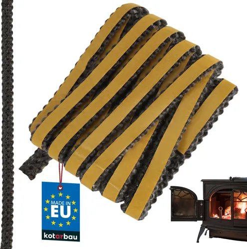 KOTARBAU® Kamin Dichtband Selbstklebend 10 x 4 mm Glasfaser Dichtungsband für Kaminofen 2,5 m Kamindichtung Ofendichtband Hitzebeständig Schwarz
