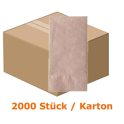 Servietten NatureStar BIO Recycling 330x330 mm 2000 Stück naturbraun, 2-lagig, 1/8 Falzung Kartonabgabe 30542