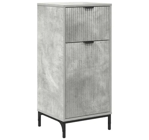 vidaXL Badezimmer Schrank Betongrau 39,5 x 36 x 88 cm - Moderner Badezimmerschrank aus robustem Holzwerkstoff mit verstellbaren Füßen für Stabilität und viel Stauraum für Toilettenartikel und Handtücher.