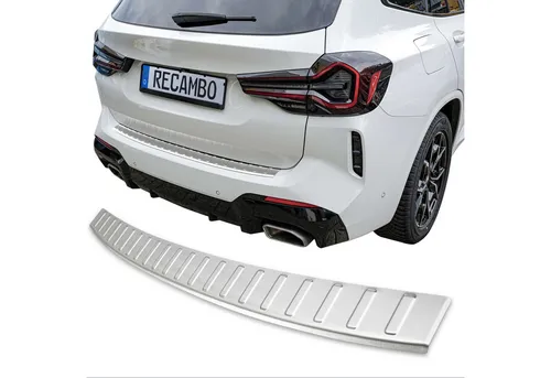 RECAMBO Ladekantenschutz für BMW X3 LCI, G01, BJ ab 09/2021 - Abdeckblenden für den Kofferraum, schützt vor Kratzern und verleiht eine edle Optik mit 100% Passgenauigkeit durch moderne Lasertechnologie.