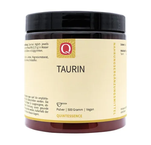Quintessence Taurin Pulver 500 g – 100 % reines Taurin - Hochwertiges Taurin Pulver für die tägliche Ernährung, leicht in Wasser oder Fruchtsaft löslich. Ideal für eine ausgewogene Ernährung und eine vielseitige Verwendung.