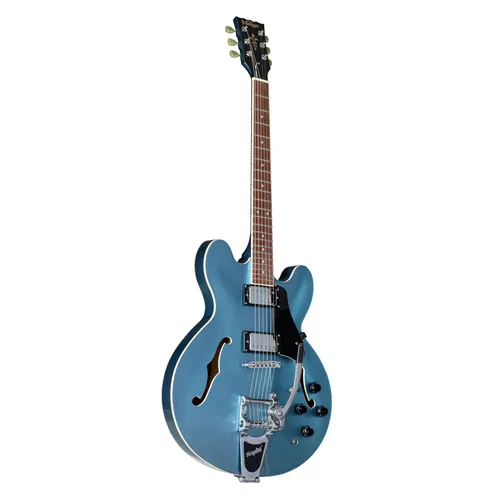 Vintage Reissued VSA500B Gun Hill Blue Halbakustische Gitarre