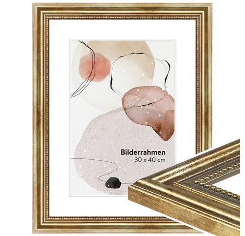 WANDStyle Bilderrahmen H450, Gold, aus Massivholz im Antik Stil