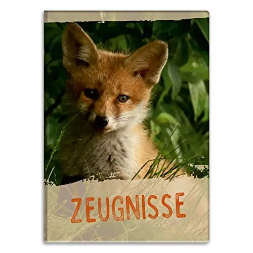 itenga Zeugnismappemit Motiv DIN A4 Dokumentenmappe Zeugnisse - für Kinder Jugendliche Schüler Mädchen (Fuchs)