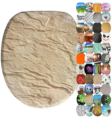 Sanilo WC Sitz mit Absenkautomatik (Sand Stone) - WC-Sitz aus bruchfestem Holz mit sanfter Absenkautomatik für leisen Gebrauch. Pflegeleicht mit antibakterieller Oberfläche, ideal für individuelles Badezimmerdesign.