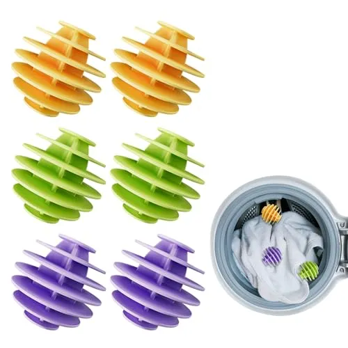 Varkage 6 Stück Waschball für Waschmaschine, Wäschebälle für Waschmaschine, Gummi Waschbälle für Daunenjacken Reduzieren Falten und Klammer