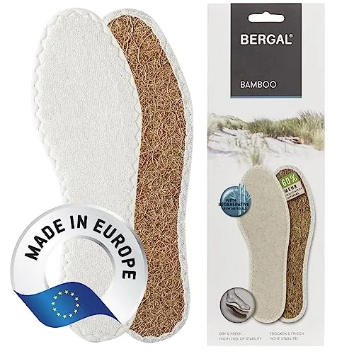 Bergal Bamboo luftige Frotteesohle für hohe Feuchtigkeitsaufnahme, frische Füße, verbessert das Fußklima im Schuh, ideal bei Fußschweiß, für alle geschlossenen Sommerschuhe, Gr. 45