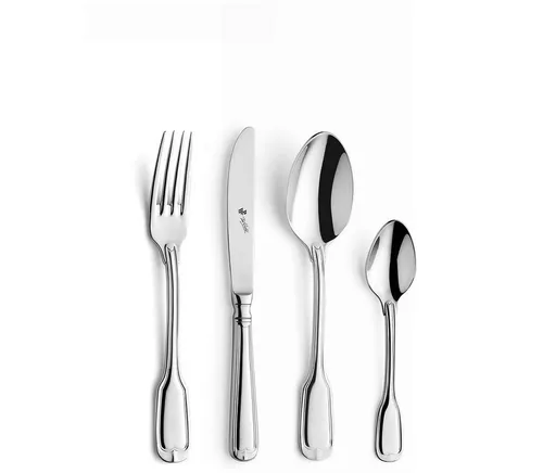 Paul Wirths Kinderbesteck AUGSBURGER FADEN | 4-teiliges Esslernbesteck - Hochwertiges 4-teiliges Kinderbesteckset aus robustem Edelstahl, spülmaschinenfest und elegant im klassischen Augsburger Faden Design – ideal für kleine Feinschmecker!