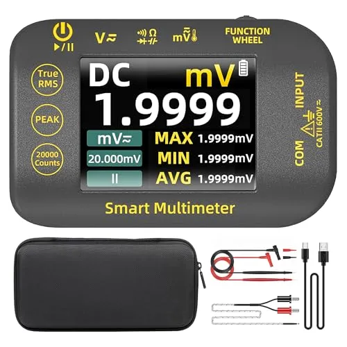 BSIDE Digital Multimeter Messgerät Klein Mini 20000 Zähler Taschen Multimeter Genau TRMS 1000V mit Farb-LCD und Ständer, S40 Wiederaufladbare Elektriker Tester für Photovoltaik Millivolt AC Peak