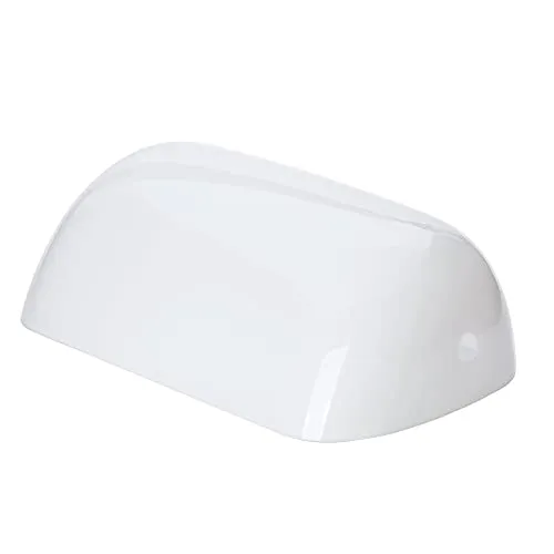 Ersatzglas, Bankerslampe (6 x 22,5 x 13,5 cm tief), Ersatzlampenschirm aus Glas, Ersatzschirm für Bankerslampen, Leuchten, Lampen, Glänzend, Weiß