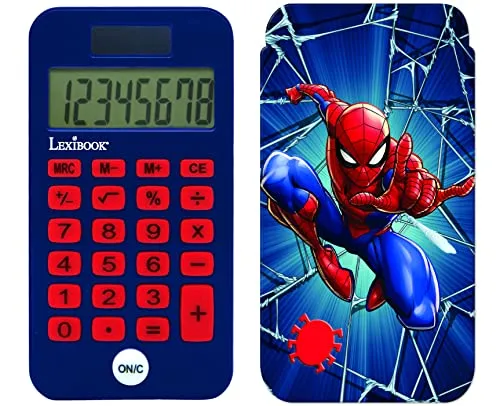Lexibook - Marvel Spider-Man Taschenrechner, Klassische und erweiterte Funktionen, schützende Hartschale, batteriebetrieben, blau/rot, C45SP