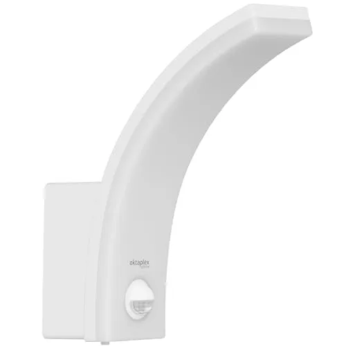 Oktaplex Pablo LED Außenlampe mit Bewegungsmelder mit 3 Leuchtstufen warmweiß 3000K Wandleuchte IP65 230V weiß mit Dauer-AN Funktion