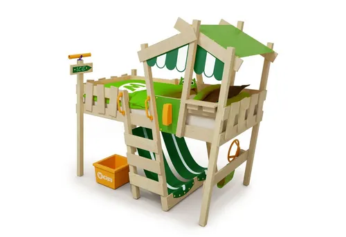 Wickey Kinderbett Crazy Hutty - Spielbett 90 x 200 cm, Etagenbett (Holzpaket aus Pfosten und Brettern, Spielbett für Kinder), massivholzbett