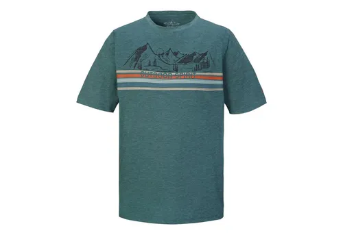 killtec Herren Funktions T-Shirt KOS 64 MN, nordatlantik, XL - T-Shirt für Herren, leicht und schnelltrocknend, ideal für Outdoor-Aktivitäten mit coolem Adventure-Print in Melange Optik.