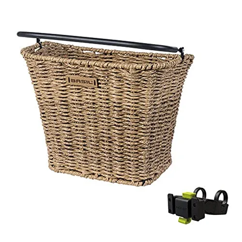 Fahrradkorb Basil Bremen Rattan Look mit KF Kurvenhalter - Fahrradtaschen, stylischer Rattan-Look und praktischer KF Kurvenhalter für sicheren Halt und einfache Montage