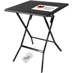 Klapptisch in Rattan-Optik, schwarz – Platzsparender Balkontisch 62x62 cm - Camping-Möbel: Vielseitiger Klapptisch für Innen- und Außenbereich, mit praktischer Klappfunktion und vormontiertem Design – ideal für kleine Räume und sofort einsatzbereit.