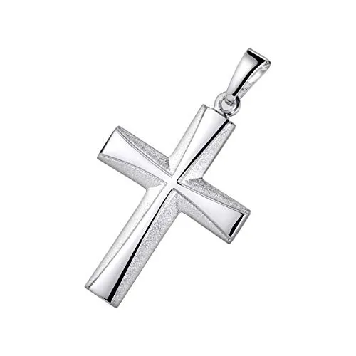 Materia Kreuz Anhänger Herren Silber 925 - Edler Kettenanhänger - Anhänger für Herren aus 925 Sterling Silber, rhodiniert und hochglanzpoliert. Ideal für Halsketten bis 2mm Stärke - perfekte Geschenkidee!
