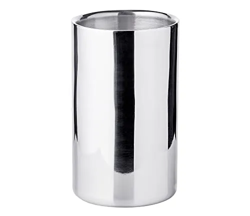 EDZARD Flaschenkühler Nebraska - Hochwertiger Edelstahl Getränkekühler - Weinkühler & Sektkühler, doppelwandig aus hochglanzpoliertem Edelstahl, ideal für Champagner, Wein oder als Eiswürfelbehälter, pflegeleicht und stilvoll für kleine Anlässe.