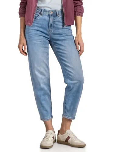 Street One High Waist Barrel Leg Jeans im Loose Fit Light Blue Wash 25