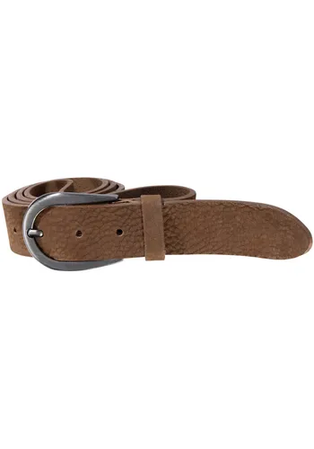 Ledergürtel SILBERGIFT für Damen, Gr. 85, braun - Modischer Ledergürtel aus 100% Rindsleder mit fein genarbter Oberfläche und geschwärzter Schließe, ideal für legere Jeans oder schicke Röcke.