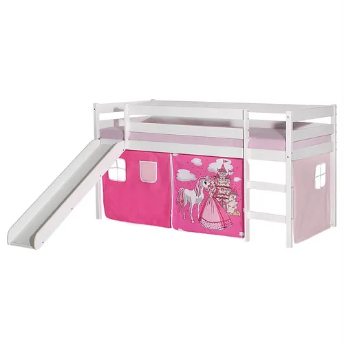 Produktbild IDIMEX Hochbett BENNY mit Rutsche und Vorhang PRINZESSIN