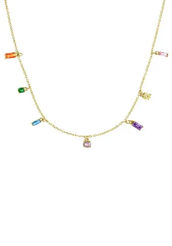 s.Oliver Kette mit Anhänger Regenbogen, 2035510 - Damen Kette mit bunten Zirkonia in Regenbogenfarben, aus hochwertigem 925 Sterlingsilber, verstellbar von 42 bis 43 cm, ideal als Geschenk oder für den eigenen Stil.