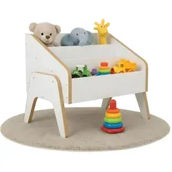 Mein-Regal Bücherbox Mill Weiß – Kleines Bücherregal mit 3 Etagen - Bücherbox MILL – Charmantes Holzregal für Wohnzimmer, Kinderzimmer oder Büro. Mit 3 Etagen bietet es viel Stauraum für Bücher und Deko. Platzsparendes Design in kompakter Größe von 55x35x45 cm.