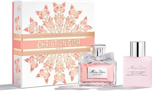 DIOR Miss Dior Duftset - Limitierte Edition (EdP50/BL75) - Entdecken Sie das limitierte Miss Dior Gift Set mit Eau de Parfum und Körpermilch. Ideal für den täglichen Gebrauch, bietet es eine exquisite Pflege und einen blumigen Duft, der die Sinne verzaubert.