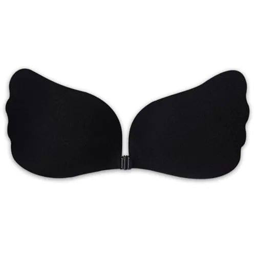 Dilara Trägerloser Push-Up-BH selbsthaftend - Unsichtbarer wiederverwendbarer Klebe-BH für rückenfreie Outfits – Sicherer Halt und Volumen (Schwarz, C)