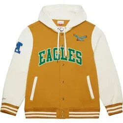 M&N Midweight Hooded Fleece Jacke - Philadelphia Eagles - 3XL - Braun - Hochwertige Unisex-Fleecejacke mit klassischem Druckknopf-Verschluss und NFL-Branding. Perfekt für den Stadionbesuch oder die Freizeit – bequem und stylisch für jeden Fan!