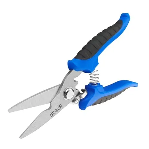 stedi Mehrzweck-Schwerlastschere, Edelstahlschere mit hohem Kohlenstoffgehalt, rutschfester Komfortgriff, schneidet Draht, Karton, für Haushalt, Büro und Baumschnitt