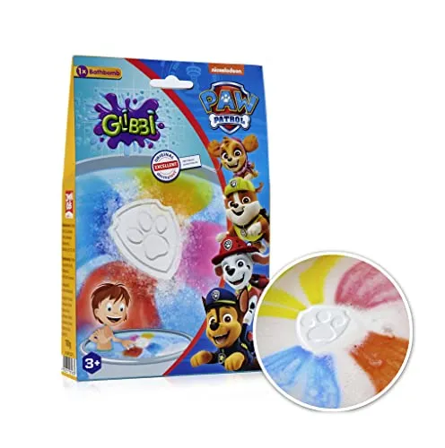 Glibbi Paw Patrol Badebombe, 110 g – farbiger Badespaß, ab 3 Jahren