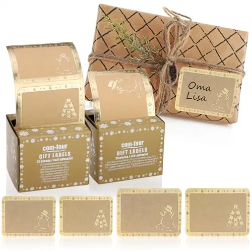 com-four® 60x Aufkleber für Geschenke zu Weihnachten bis 8 cm