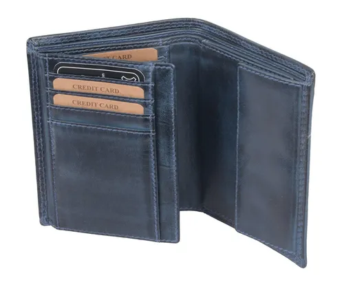 GlücksNugget Geldbörse Echtleder Kombibörse, blau - Elegante Geldbörse aus hochwertigem Echtleder, ideal für Organisation und Stil. Perfekt für den täglichen Einsatz und bietet ausreichend Platz für Karten und Bargeld.