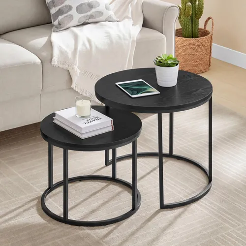 Couchtisch 2er Set Rund Beistelltisch Loft Design 2 in 1