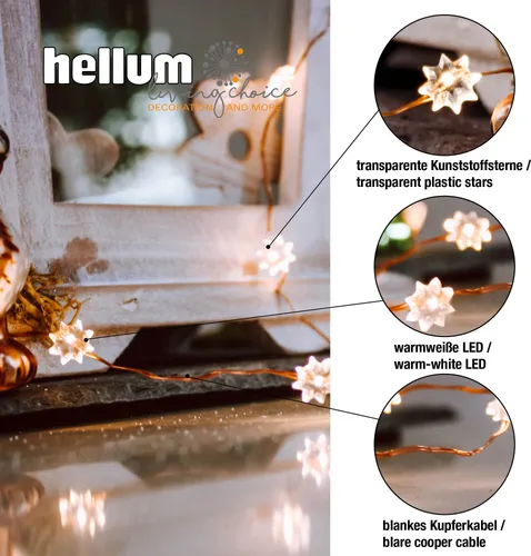 20-tlg. LED Lichterkette Sterne Motiv