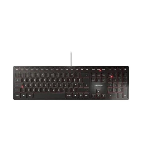 CHERRY KC 6000 SLIM - Ultraflache Kabeltastatur - Kabelgebundene Tastatur im puristischen Design für ermüdungsfreies Arbeiten. Mit CHERRY SX-Scherentechnologie für präzises Tippen und langlebiger Beschriftung, ideal für Vielschreiber.