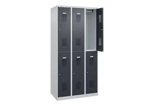 C+P Doppelstöckiger Spind Basis PLUS, 6 Fächer, 1850x900x500mm - Büromöbel mit 50% Platzersparnis durch doppelstöckige Ausführung, ideal für effiziente Raumnutzung im Büro.
