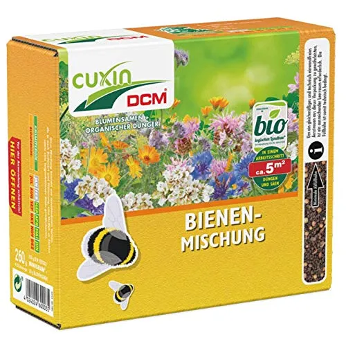 Cuxin Blumensamen Bienen-Mischung, 2in1 Dünger & Saatgut, 260 g