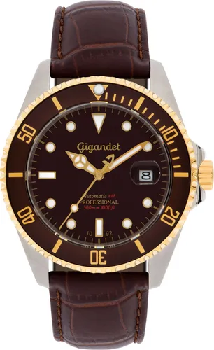 Gigandet Automatikuhr Edelstahl Lederband Silber Braun Sea Ground