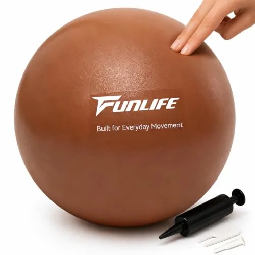 FunLife Gymnastikball 25 cm mit Pumpe – Pilates Ball | Kleiner Softball für Pilates, Yoga, Balance-, Core- und Stabilitätstraining. Rutschfest und ideal für zuhause