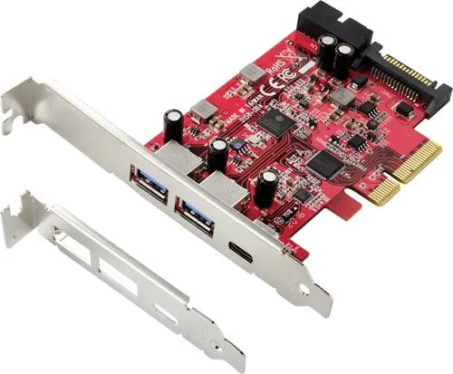 Renkforce 1+4 Port USB 3.2 Gen 2 Controllerkarte USB-A - Schnittstellenkarte mit 5 Ports für blitzschnelle Datenübertragung bis zu 10 Gbps, ideal für externe Festplatten und schnelle Kopieranwendungen.
