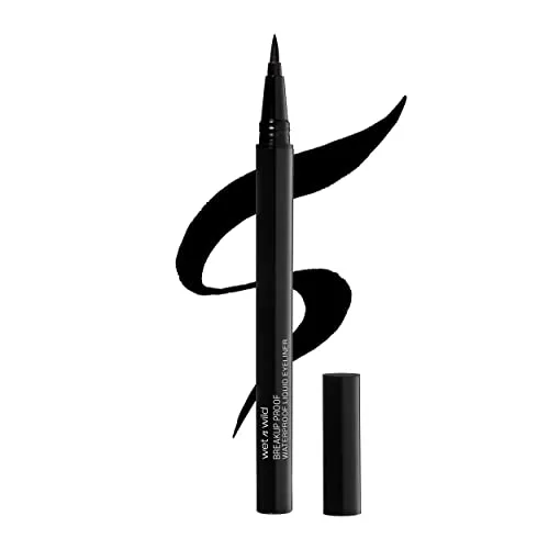 Wet n Wild Mega Last Breakup Proof Liquid Eyeliner, Schwarzer Eyeliner-Stift, Wasserfest, Schnelltrocknend, Wischfest, 16h Tragezeit, Ultra Black