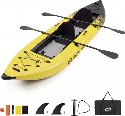 COSTWAY Kajak aufblasbar 2 Personen, aufblasbares Kanu mit Aluminiumrudern, Sitzen, Handpumpe & Reparaturset, Schlauchboot bis 230kg mit Tragetasche