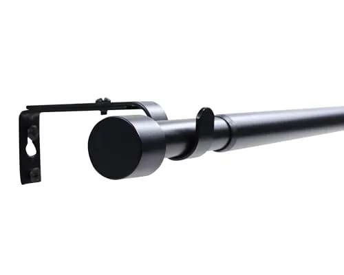 Deco-Raum Ausziehbare Gardinenstange Schwarz Matt 120-210 cm - Einzelfensterstangen mit flexibler Ausziehbarkeit von 120 bis 210 cm, ideal für verschiedene Fenstergrößen. Einfache Montage und verstellbare Träger für individuelle Anpassung.
